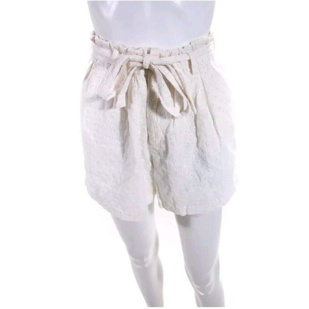 Steven Alan Cream Eyelet Tie Waist Shorts Size 4 Lined Pockets NWT $188